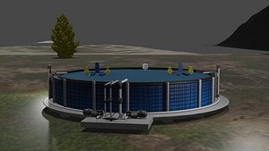 Fishpond Shrimp aquaculture  Round 3D model