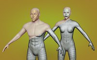 Rigged Characters - Man Woman - Anonymous Gang Mask - Male Female Mannequin - Dummy - Base Mesh - VR