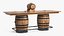 Bar Table with Whiskey Barrel and Glasses