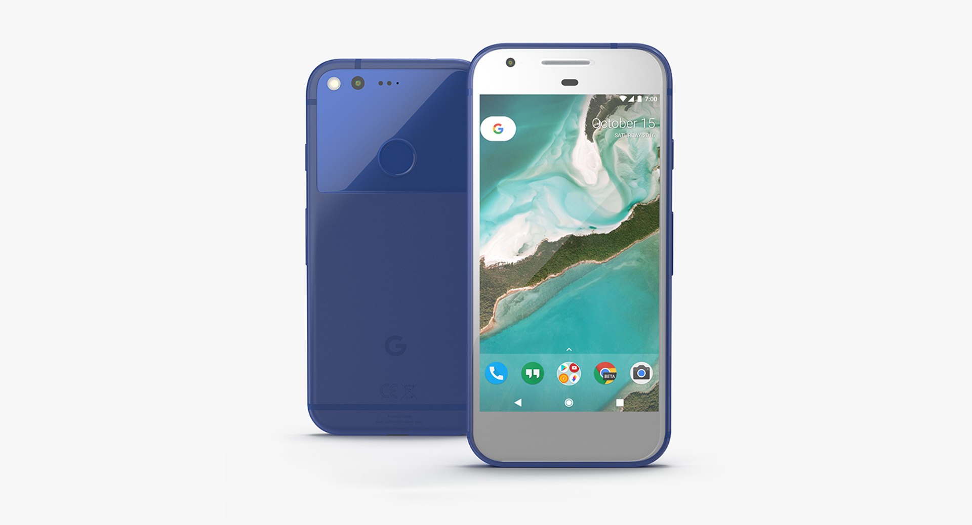 Google Pixel Phone Really Blue 3D Model 3D model preview