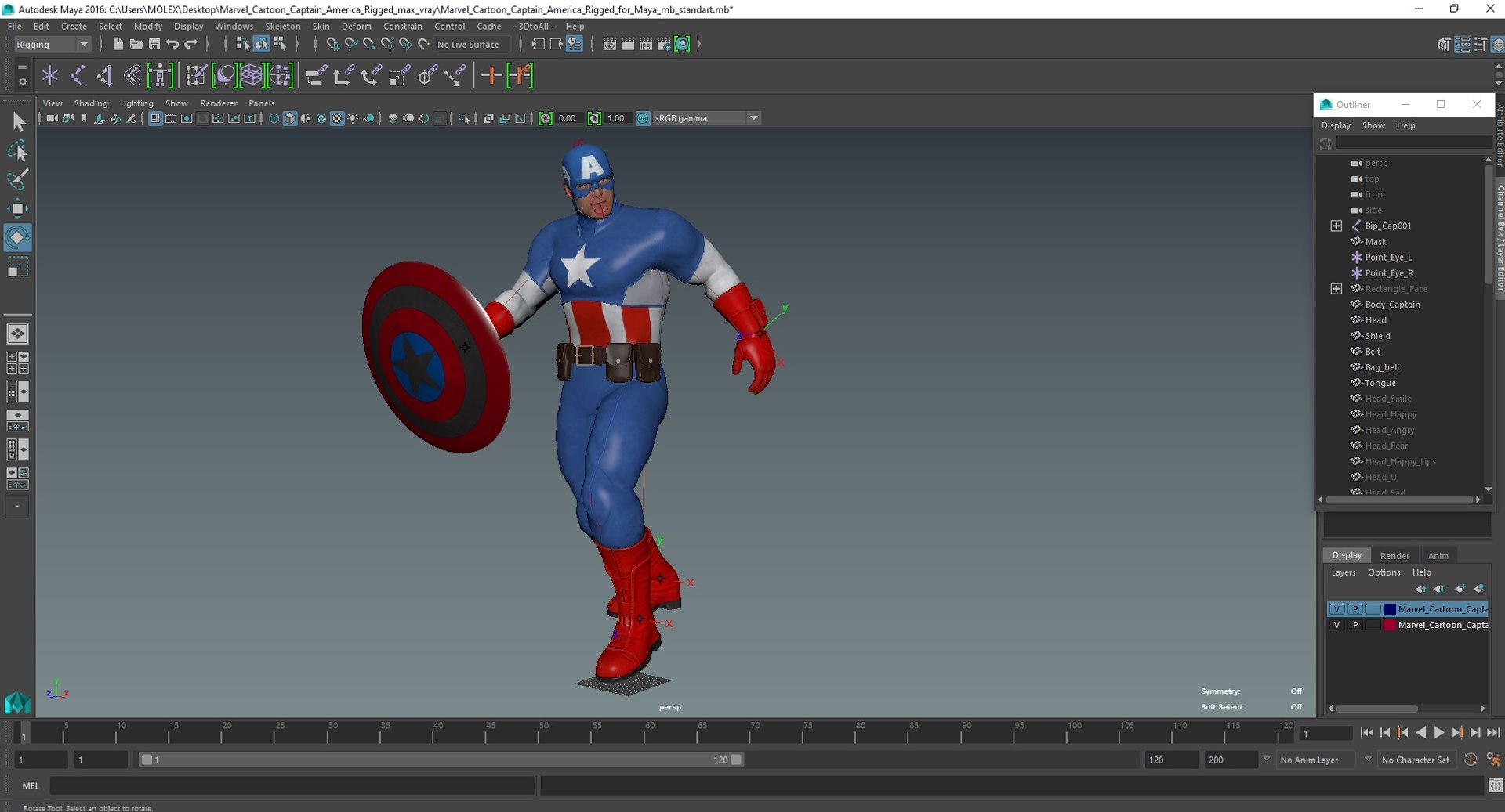 Marvel Cartoon Captain America Rigged For Maya 3D Model - TurboSquid ...