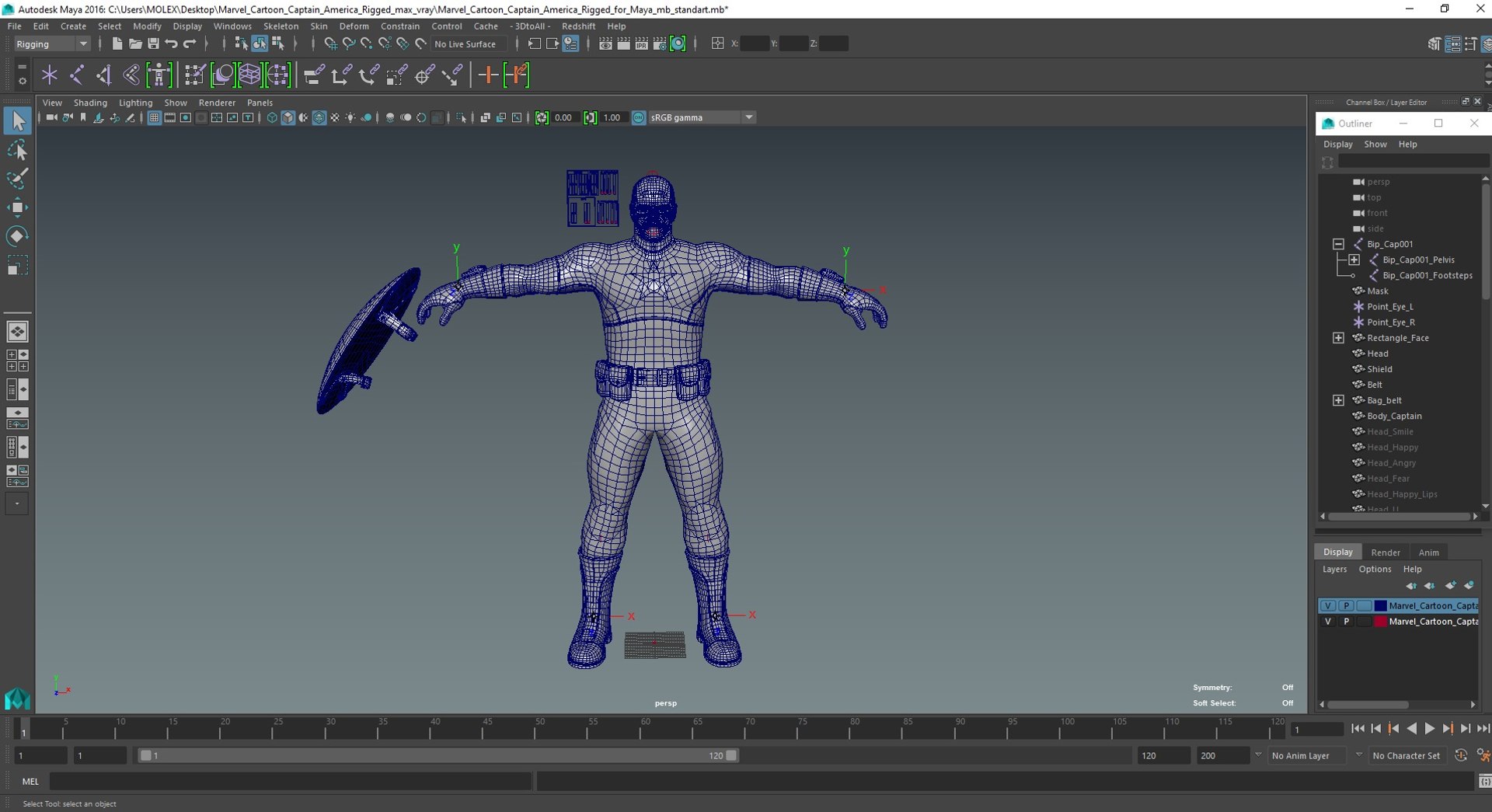 Marvel Cartoon Captain America Rigged For Maya 3D Model - TurboSquid ...