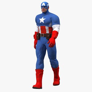Marvel Cartoon Captain America Rigged for Maya 3D model