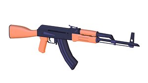 lowpoly ak 47 gun