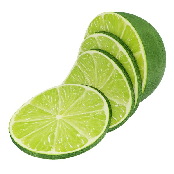 lime half and slices 3d model