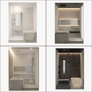 Japan UNITH BATHROOM 1616 BUNDLE of 4 3D model