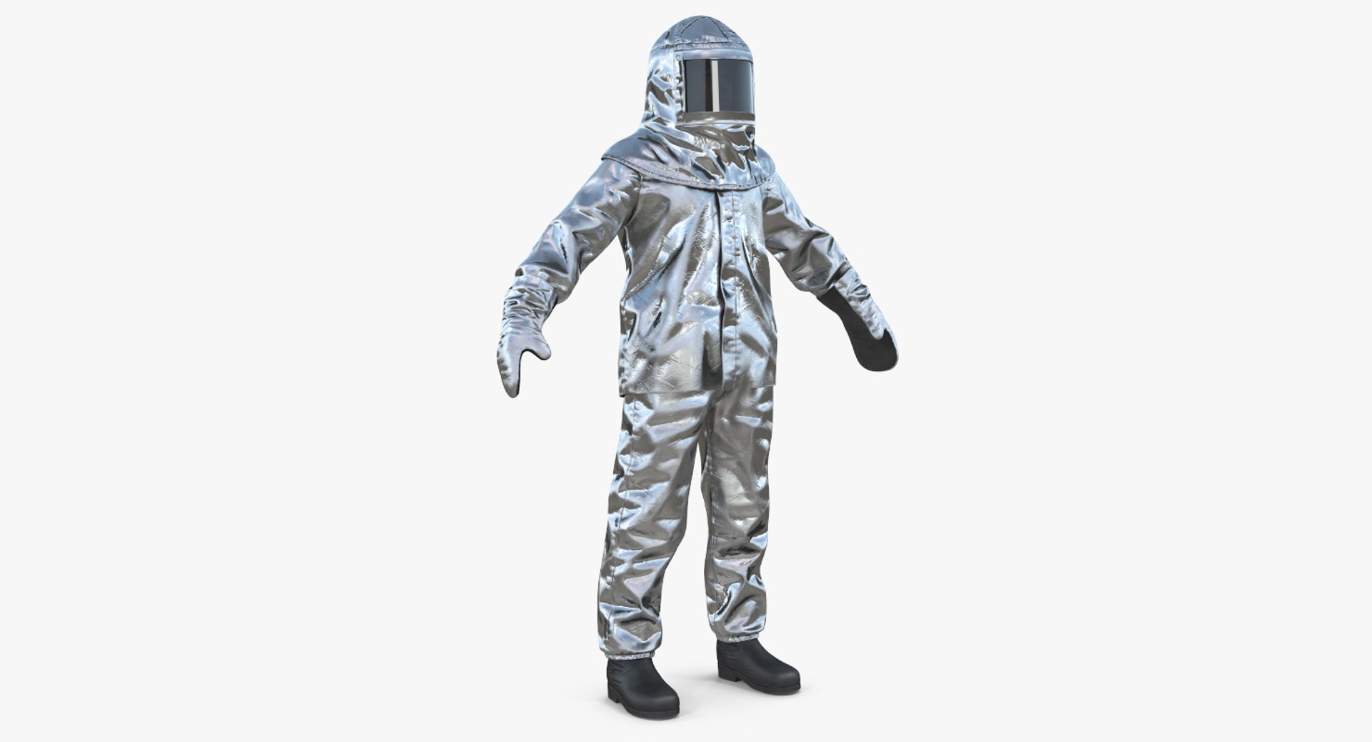 Firefighter Wearing Aluminized Chemical Protective Suit 3D model preview