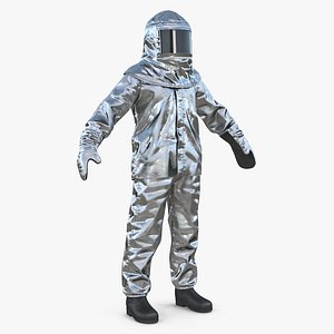 Firefighter Wearing Aluminized Chemical Protective Suit