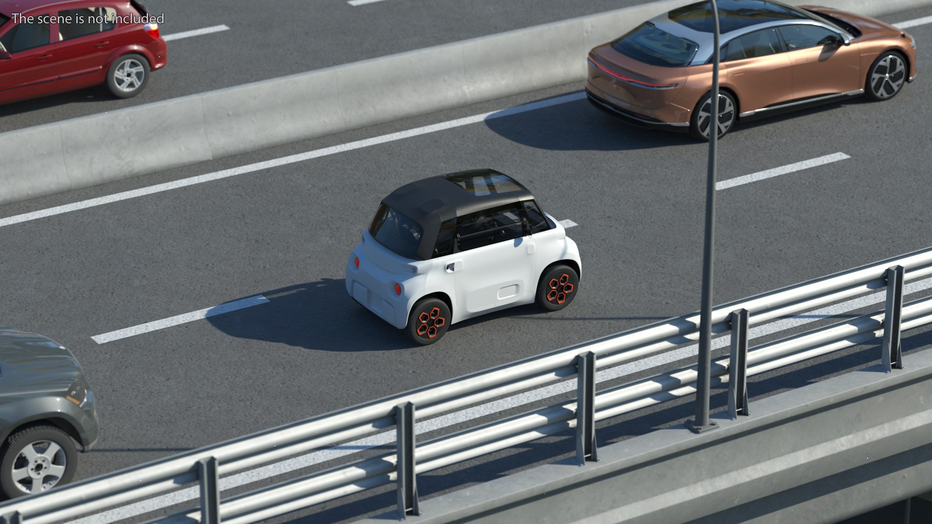 Small Electric Car Rigged for Maya 3D model preview
