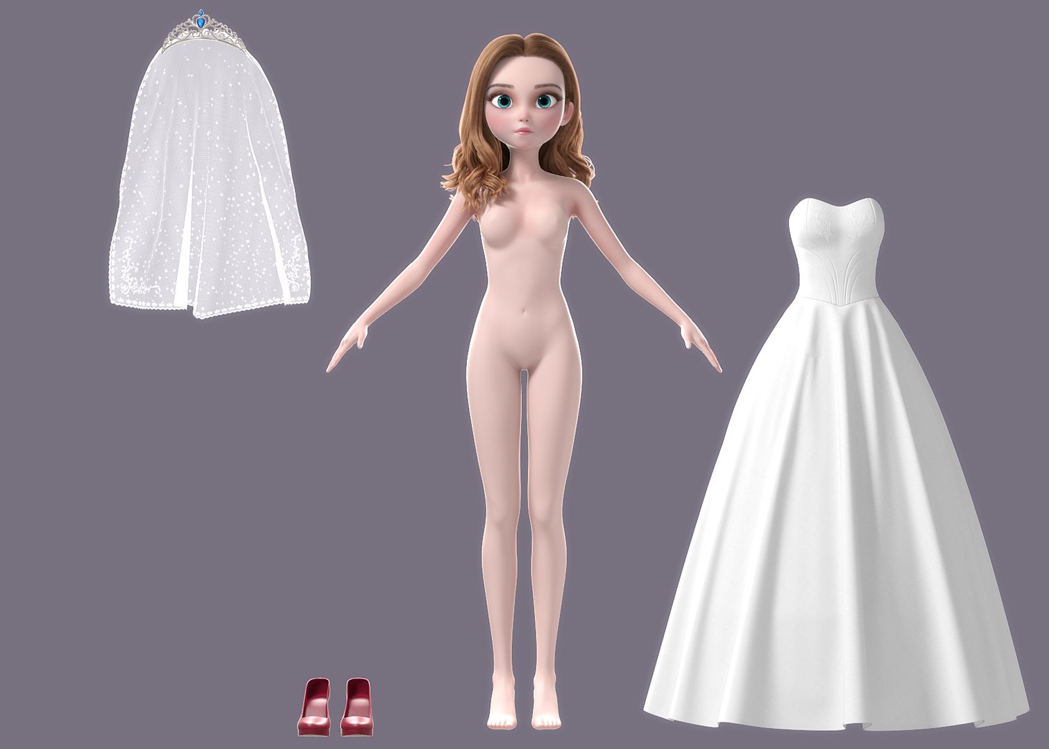 3D cartoon bride rigged character https://p.turbosquid.com/ts-thumb/WG/kBEZC9/xRbC0Min/part/png/1561507288/1920x1080/fit_q87/6c6ab1458a2c63825cfd6a50c92b68e4c0eff690/part.jpg