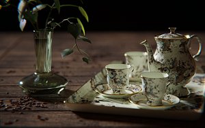 3D Tea Set 3d Scene