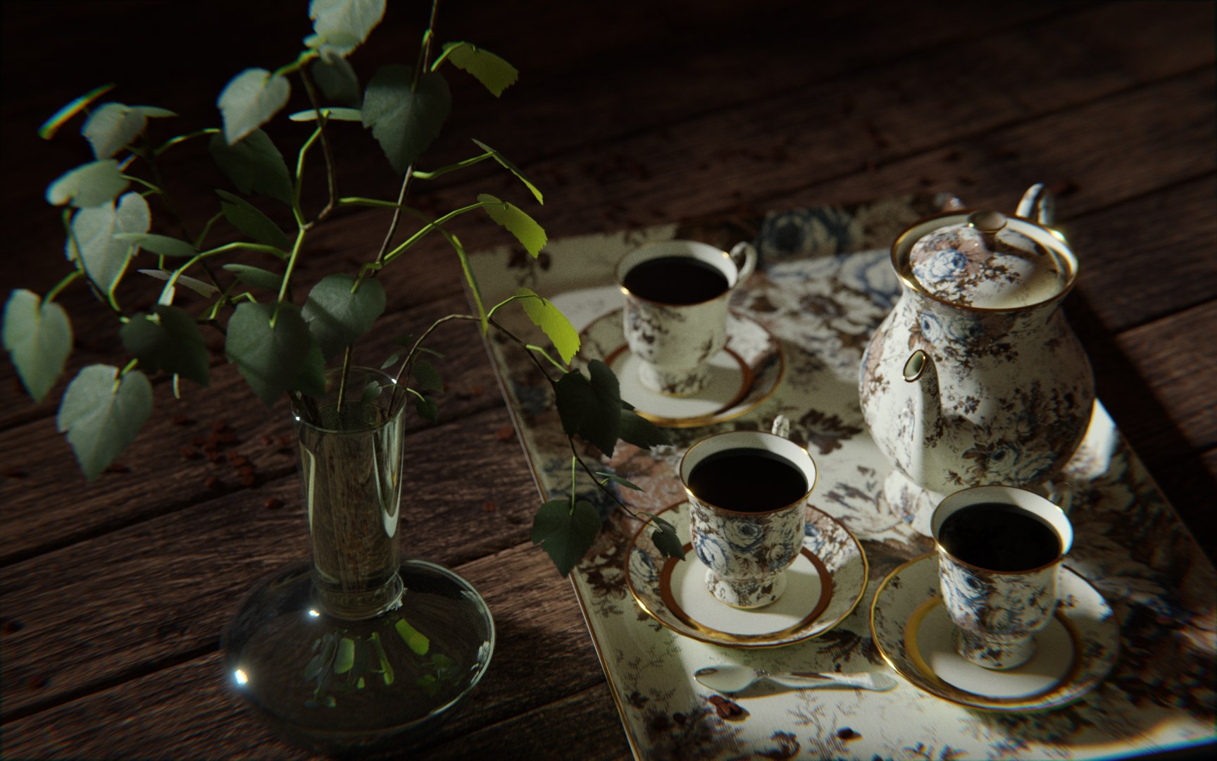 3D Tea Set 3d Scene - TurboSquid 2121279