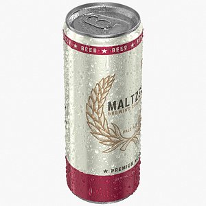 3D Slim Beer Can With Droplets 250ml model