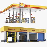 Two Detailed Gas Station Buildings