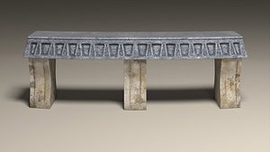 3D Stone Bench model