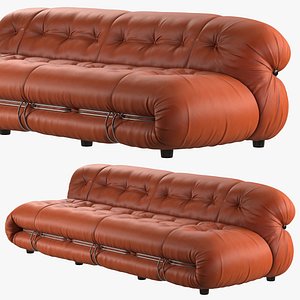 Cassina Soriana Leather 3 seater sofa model