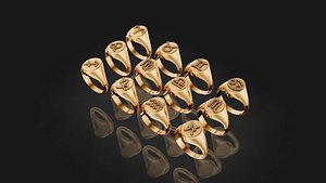 3D model zodiac ring pack 12