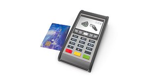 POS Machine And Credit Card 3D model