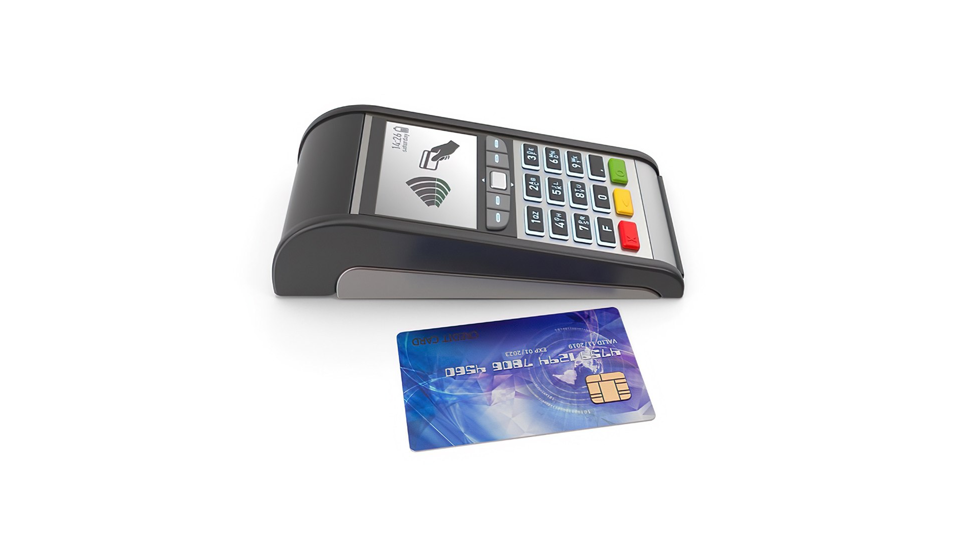 POS Machine And Credit Card 3D Model - TurboSquid 2030089