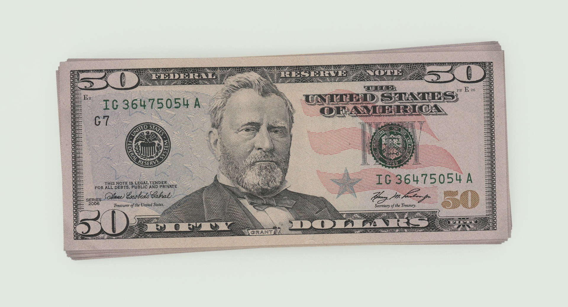 3d 50 dollar bill stack model