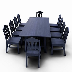 Premium 3D Dining Table with Chairs - Realistic Furniture Model for Architecture and Games 3D model