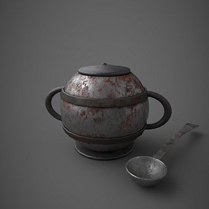 3D model medieval tavern soup pot