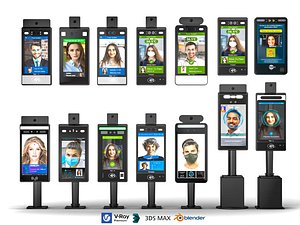 3D Facial Recognition Access Control Terminal Collection 3D Model model