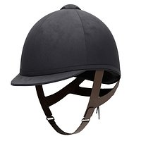 Classic Jockey helmet for horse-riding athlete.