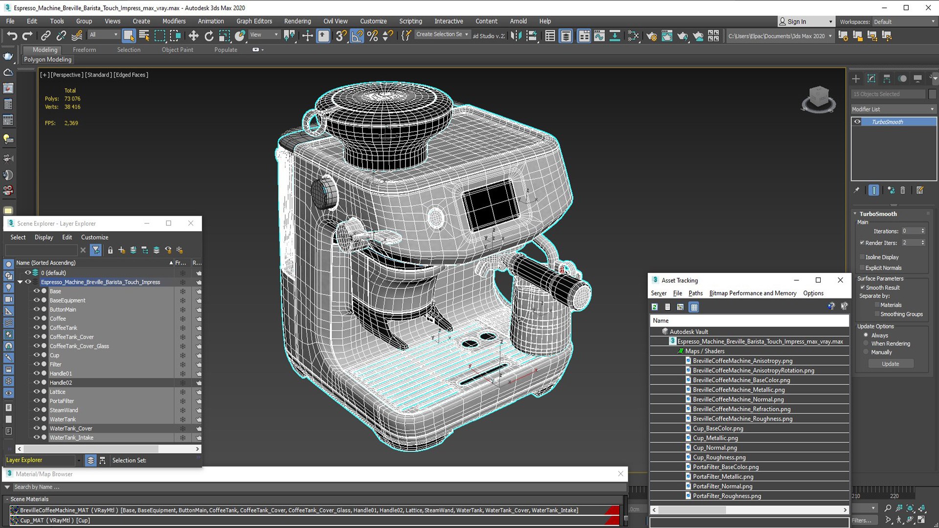Espresso Machine Breville Barista Touch Impress 3D Model TurboSquid