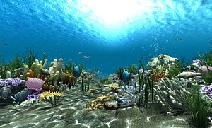 underwater world animation 3d model