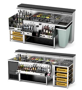 3D Professional Commercial Bar Workstation Stainless Steel PBR model