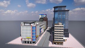 3D TW Street with Building Lobby model