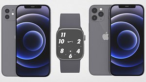 iphone 12 pro and mini with apple watch 6 black