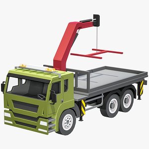 Cartoon Lowpoly Cargo Truck