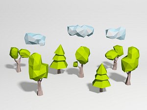 3d model 5 trees 3