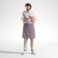 3D People Man Lewis 1725 Waiter Standing Taking An Order Restaurant Low poly