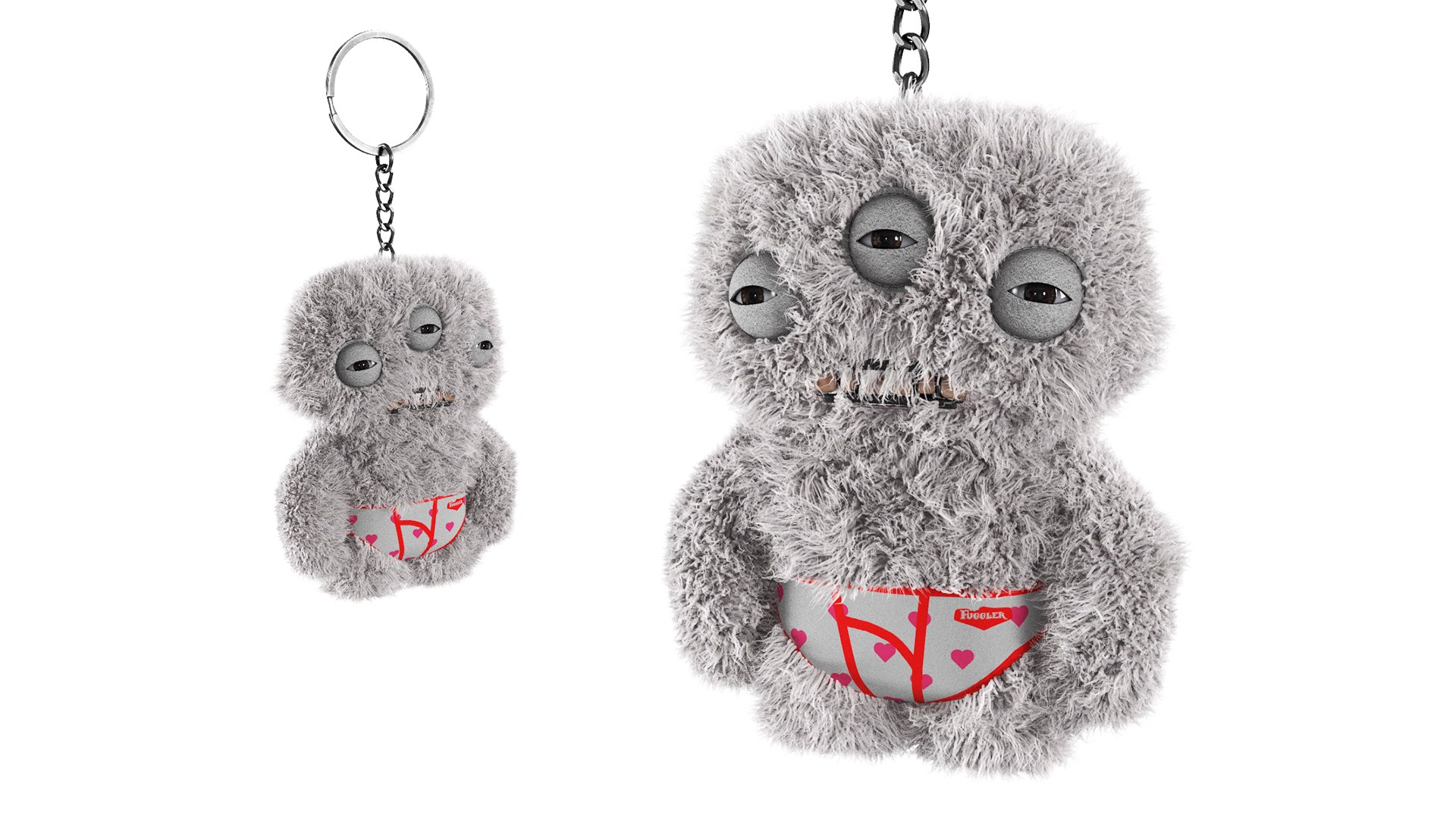 Fuggler Ugly Monster Keyring Fur 3D model preview