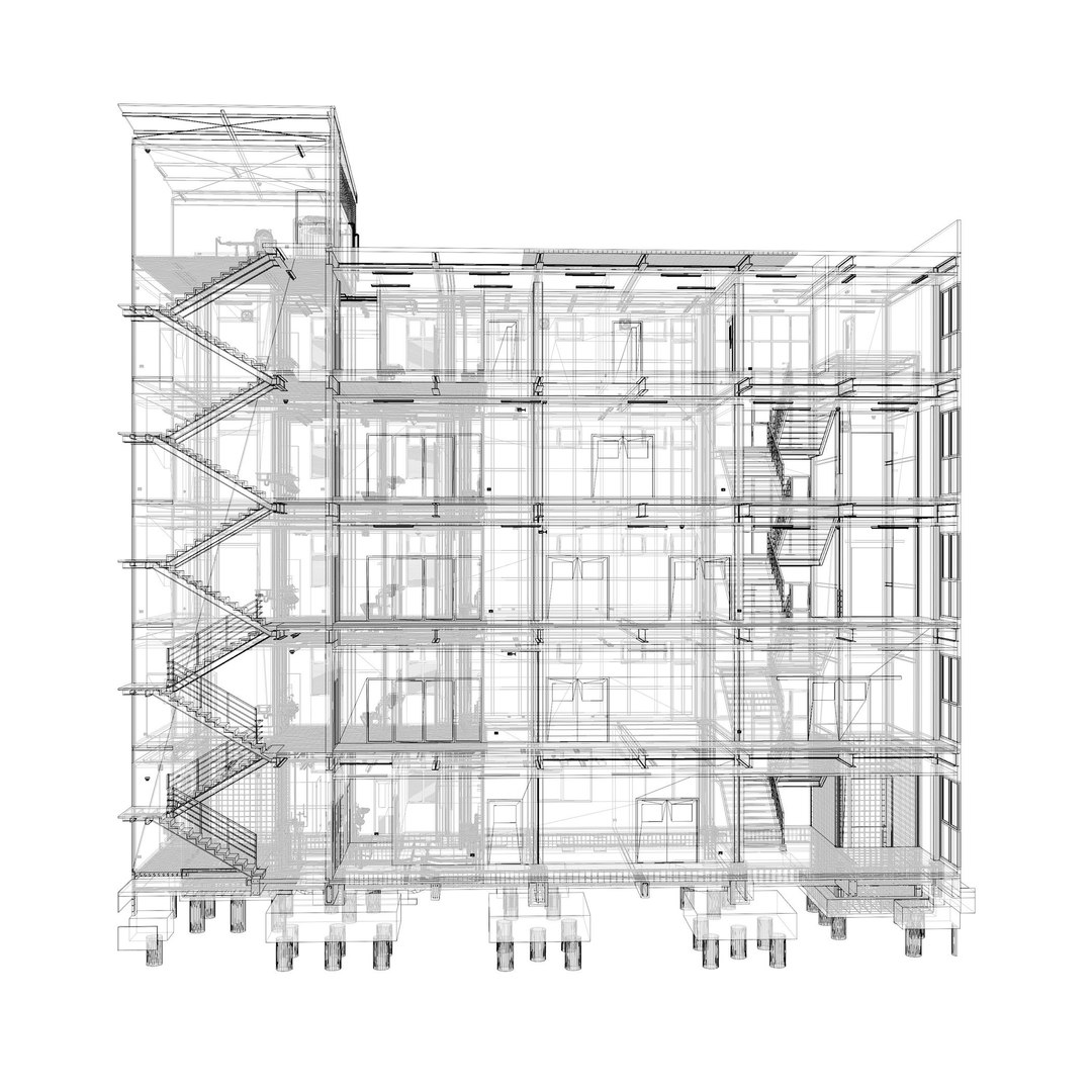 Building in section cut 3D model - TurboSquid 2070189