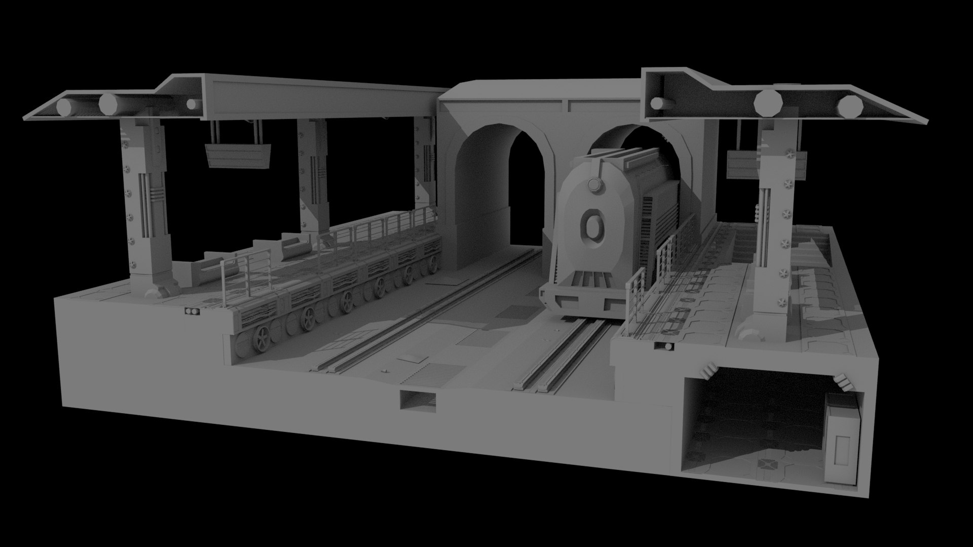 Si-Fi Railway Station 3D Model - TurboSquid 2317976