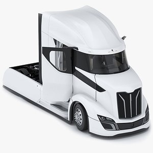 3D model Streamlined Semi Truck White Rigged for Maya