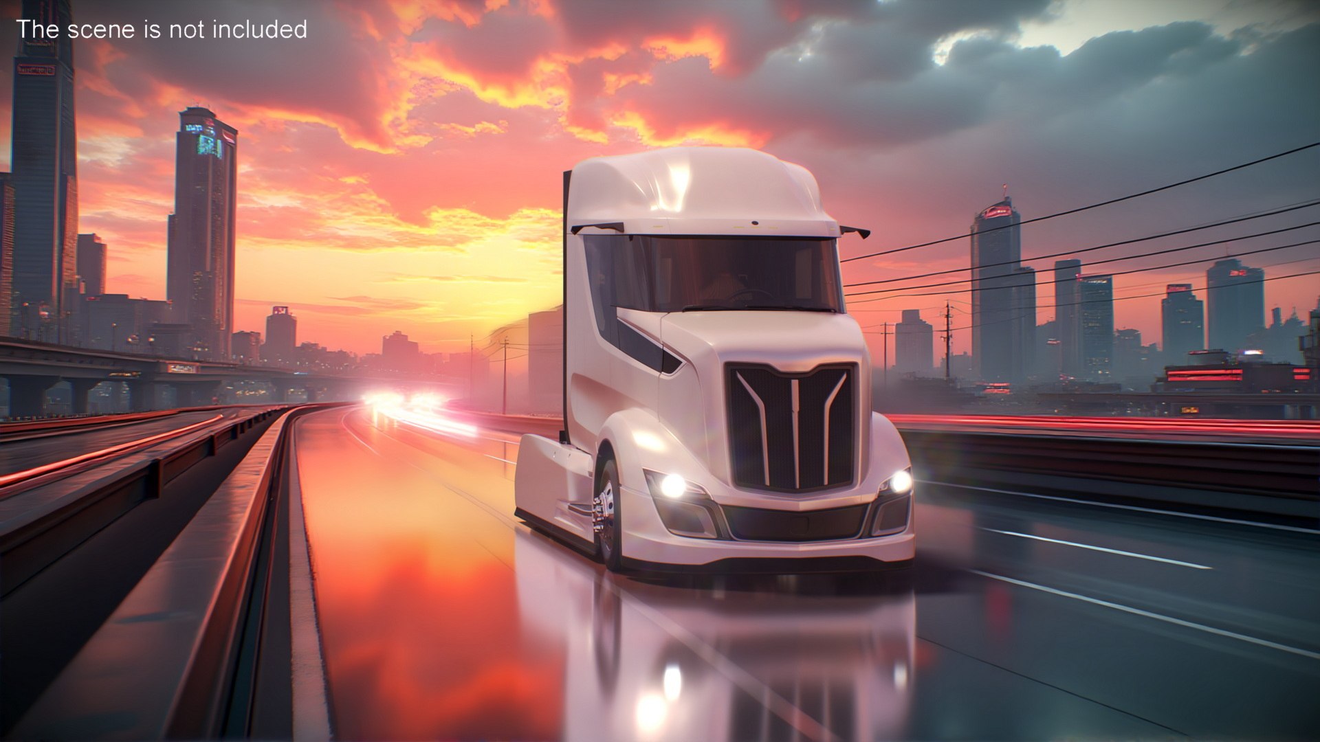 3D Model Streamlined Semi Truck White Rigged For Maya - TurboSquid 2368972