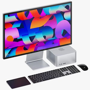 3D Apple Studio Display and Mac studio full set model
