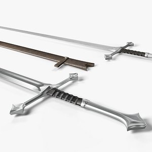3D model Two-handed sword   plus old texture and sheath