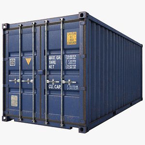 3D Cargo Container Blue HD