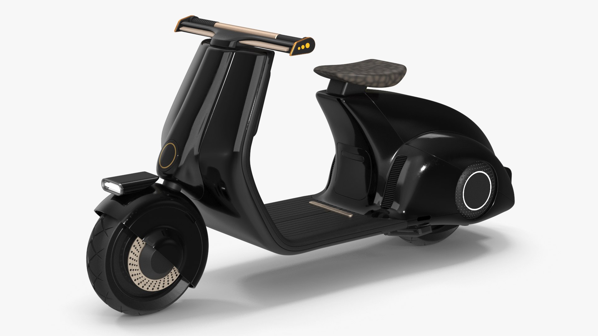 Modern Black Electric Scooter Lights On 3D model preview