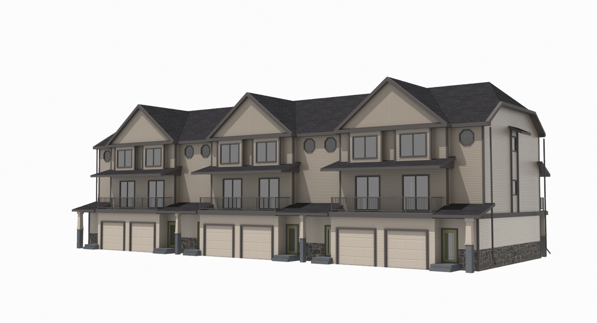3d Model Townhouse Urban Street
