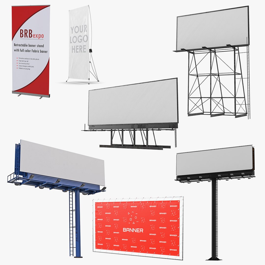 Billboards and Banner Stands Collection 2 3D model preview