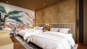 3D Bedroom Hotel Villa model