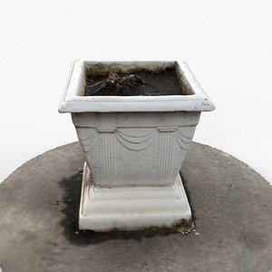 Photorealistic 3D scan of concrete empty planter