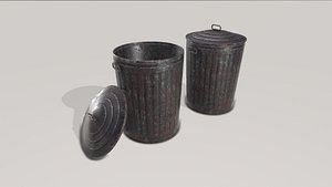 3D Old Metalic Trashcan model